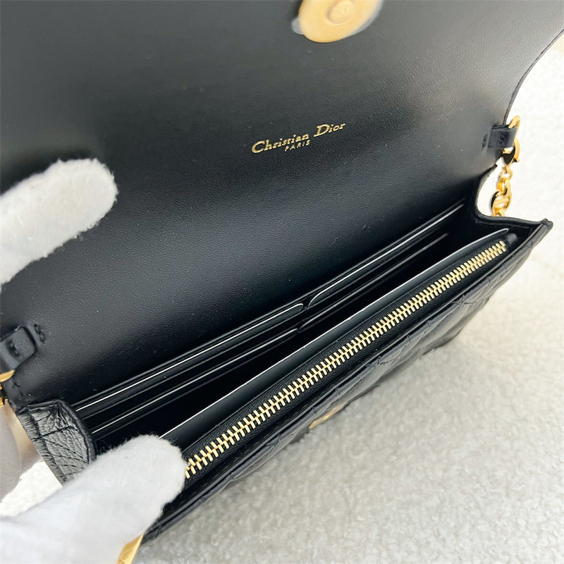 Dior Caro Pouch in Black Black Supple Cannage Calfskin GHW