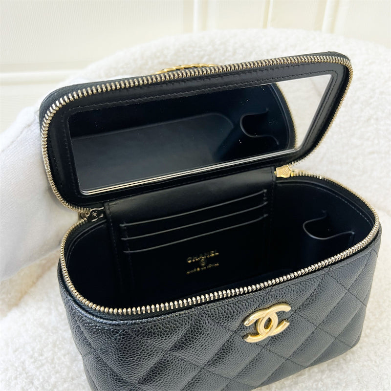 Chanel 22S "Pick Me Up" Top Handle Small Vanity in Black Caviar AGHW