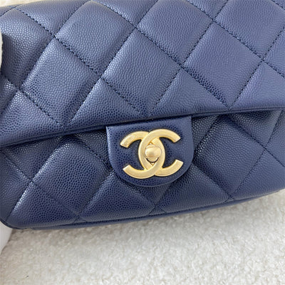 Chanel 22A Twist Your Buttons Small Flap in Navy Caviar and AGHW