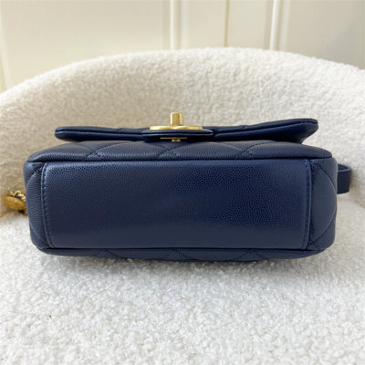 Chanel 22A Twist Your Buttons Small Flap in Navy Caviar and AGHW