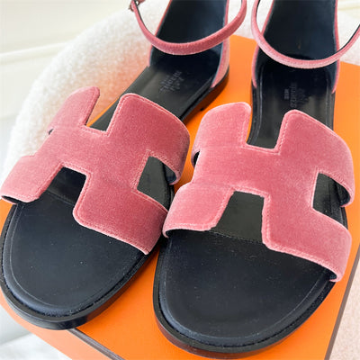 Hermes Santorini Velvet Sandals Size 39