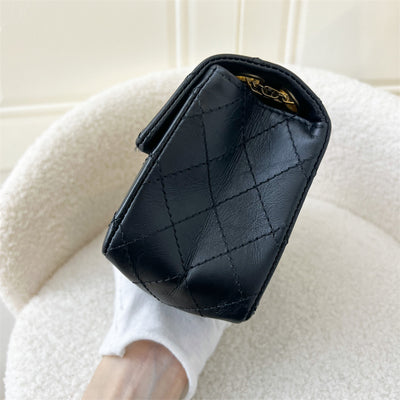 Chanel 2.55 Reissue Mini Flap in Black Distressed Calfskin AGHW