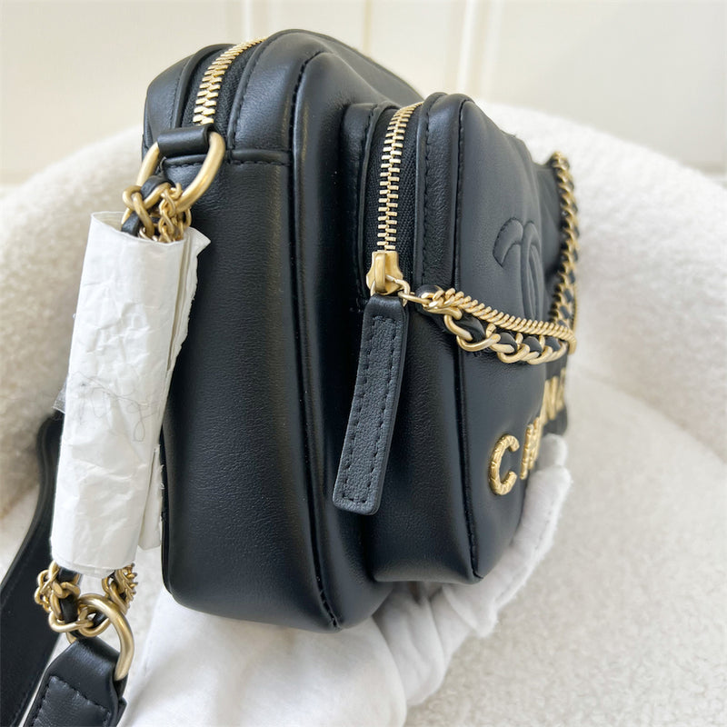 Chanel 22C Seasonal Camera Bag in Black Calfskin AGHW