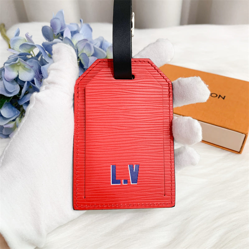 LV France Luggage Tag in Red Epi Leather