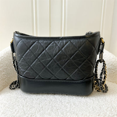 Chanel Small Gabrielle Hobo in Black Distressed Calfskin and 3 tone HW