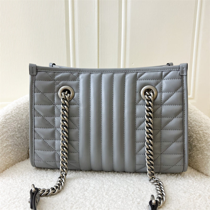 Gucci GG Marmont Small Tote Bag in Grey Leather RHW
