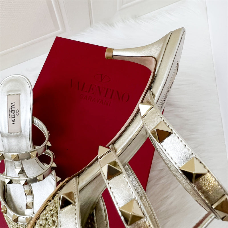 Valentino Rockstud Heels in Metallic Leather