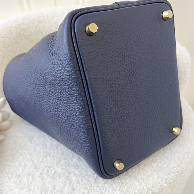 Hermes Picotin Lock 18 in Bleu Nuit Clemence Leather GHW