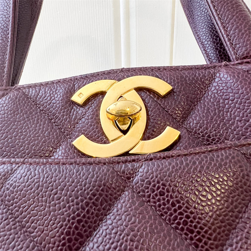Chanel Vintage Shoulder Tote Bag in Dark Burgundy Red Caviar GHW