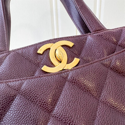 Chanel Vintage Shoulder Tote Bag in Dark Burgundy Red Caviar GHW