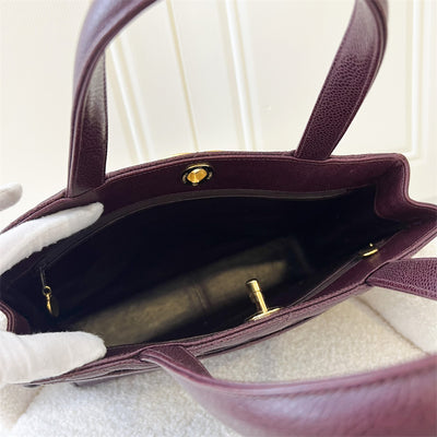Chanel Vintage Shoulder Tote Bag in Dark Burgundy Red Caviar GHW