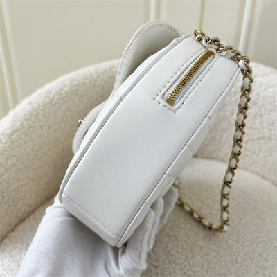 Chanel 22S Large Heart CC in Love Bag in White Lambskin LGHW