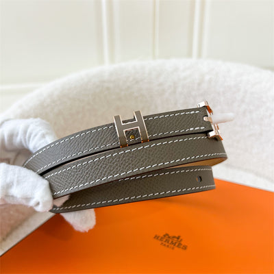 Hermes Pop H Belt in Etoupe Epsom Leather RGHW Sz 75