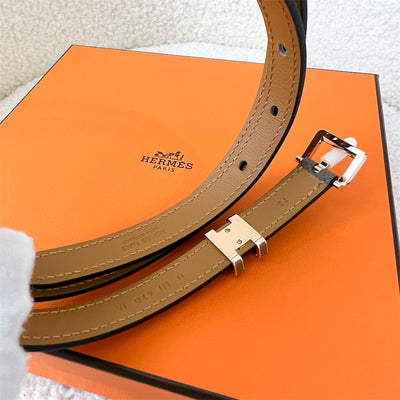 Hermes Pop H Belt in Etoupe Epsom Leather RGHW Sz 75