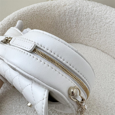 Chanel 22S Large Heart CC in Love Bag in White Lambskin LGHW