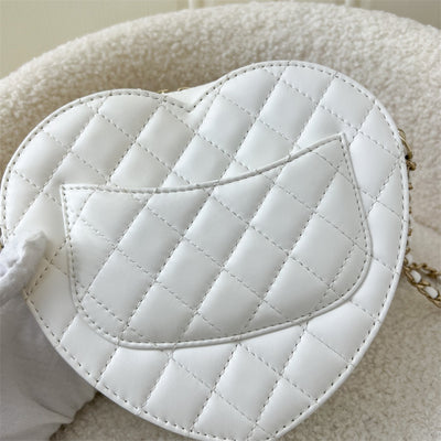 Chanel 22S Large Heart CC in Love Bag in White Lambskin LGHW