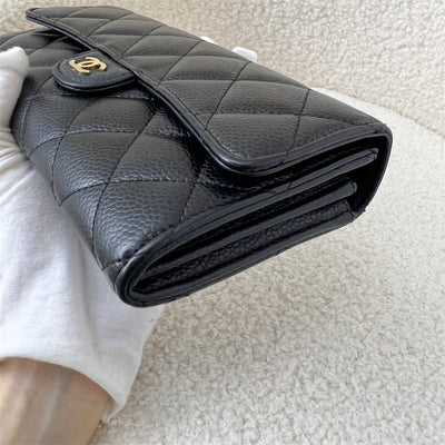 Chanel Classic Long Wallet in Black Caviar LGHW