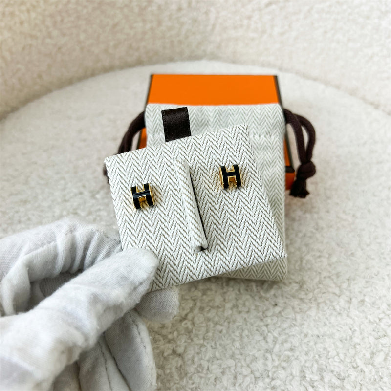 Hermes Mini Pop H Earrings in Noir GHW