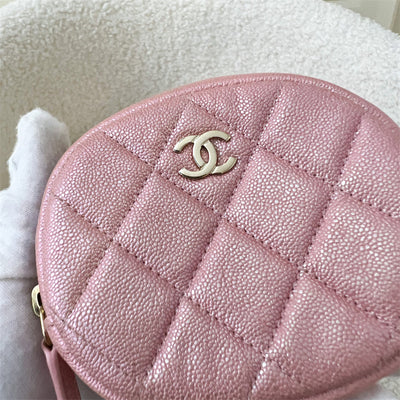 Chanel Round Coin Pouch in 19S Iridescent Pink Caviar LGHW