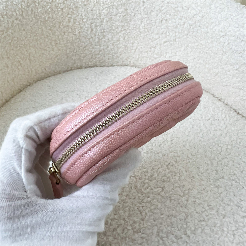 Chanel Round Coin Pouch in 19S Iridescent Pink Caviar LGHW