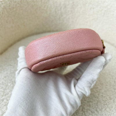 Chanel Round Coin Pouch in 19S Iridescent Pink Caviar LGHW