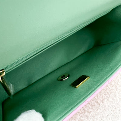 Chanel 23P Top Handle Mini Rectangular Flap in Pink and Green Lambskin LGHW