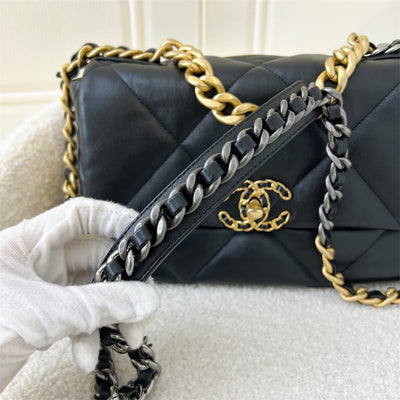 Chanel 19 Small Flap in Black Lambskin and 3-tone HW
