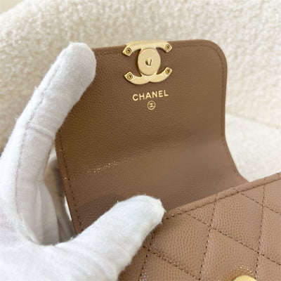 Chanel 22K Coco First Mini Clutch with Chain in Dark Beige Caviar LGHW