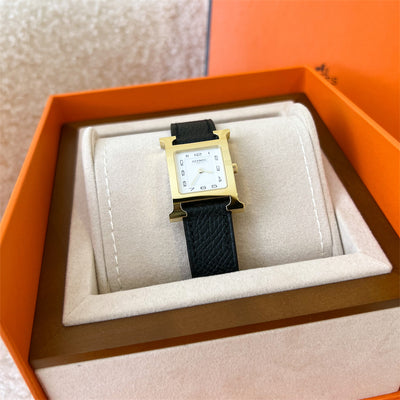 Hermes Heure H PM Watch with Black Epsom Strap and GHW