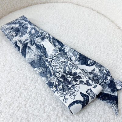 Dior Toile de Jouy Sauvage Mitzah Scarf in Ivory & Navy Blue Silk