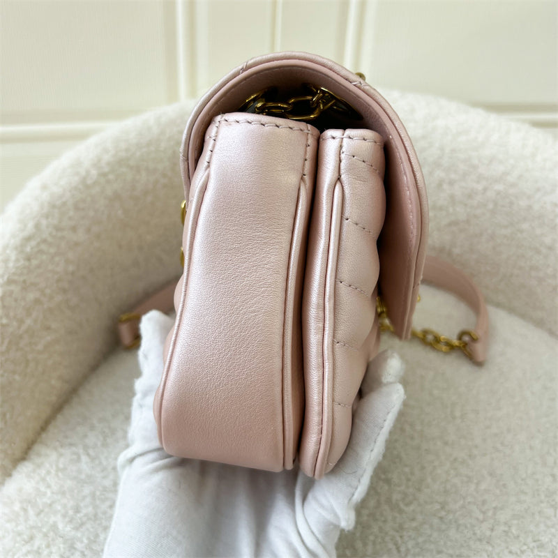 LV New Wave Chain Bag PM in Pearly Rose Blossom Calfskin GHW