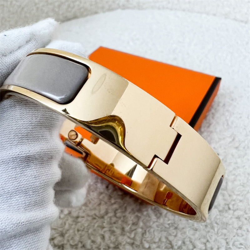 Hermes Clic H Bracelet in Marron Glace Enamel and RGHW