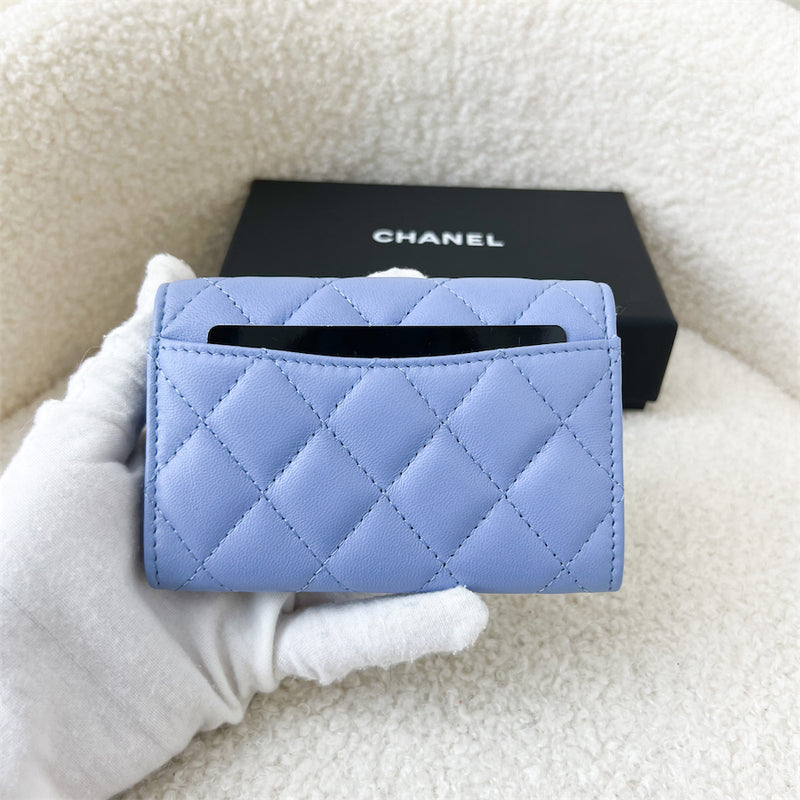 Chanel Classic Snap Card Holder in 21C Periwinkle Blue and LGHW