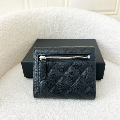 Chanel Classic Trifold Compact Wallet in Black Caviar LGHW