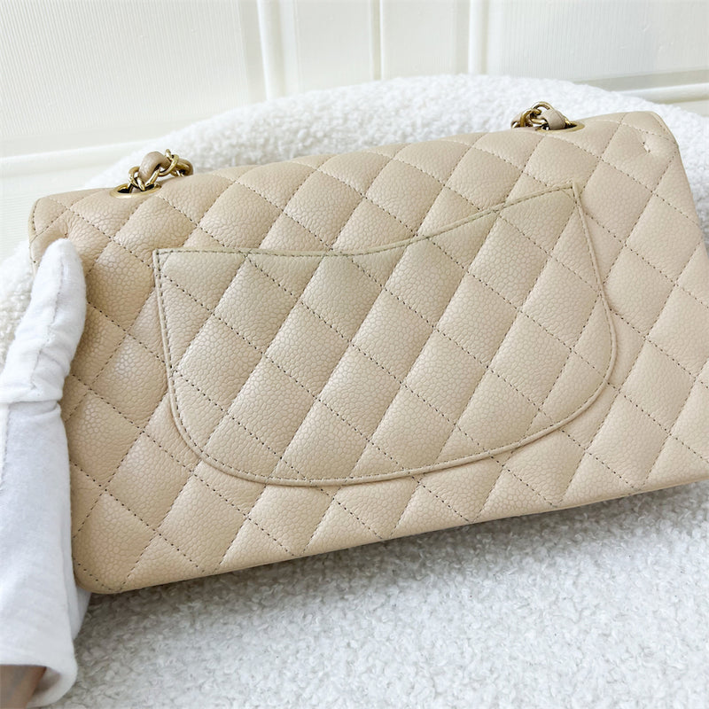 Chanel Medium Classic Flap CF in Beige Clair Caviar GHW