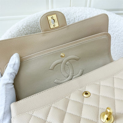 Chanel Medium Classic Flap CF in Beige Clair Caviar GHW