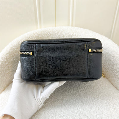 Chanel Vintage Vanity with Top Handle in Black Caviar and 24K GHW