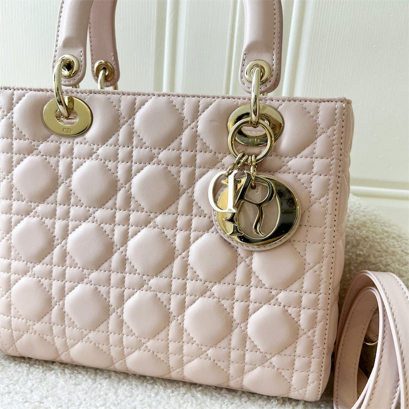 Dior Medium Lady Dior in Light Pink Lambskin LGHW