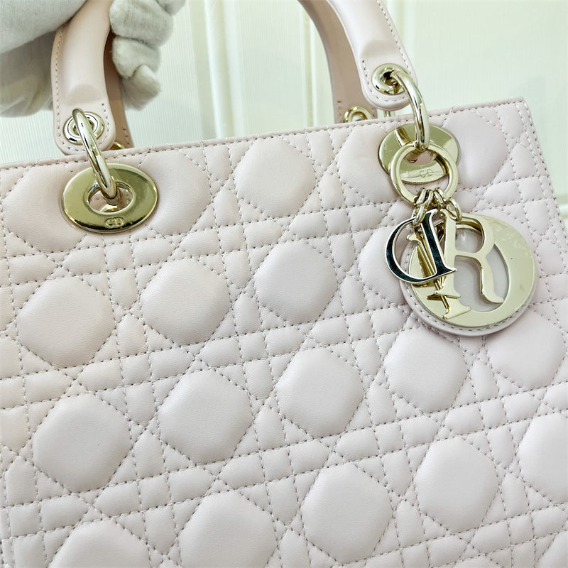 Dior Medium Lady Dior in Light Pink Lambskin LGHW