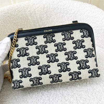 Celine Clutch on Chain in Triomphe Textile Canvas and GHW