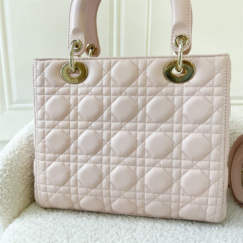 Dior Medium Lady Dior in Light Pink Lambskin LGHW