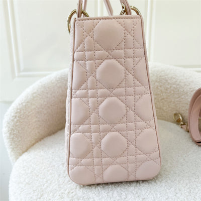 Dior Medium Lady Dior in Light Pink Lambskin LGHW