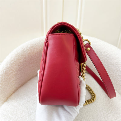 Gucci Small GG Marmont Flap in Red Calfskin AGHW