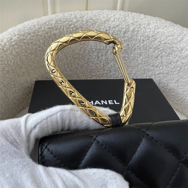 Chanel Micro Card Holder Clutch in 21K Black Lambskin LGHW