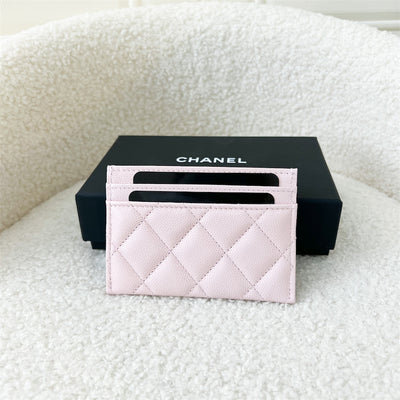 Chanel 22S Classic Flat Card Holder in Pink Caviar LGHW