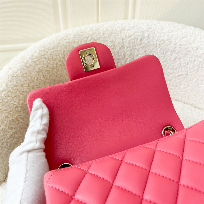 Chanel Classic Square Mini Flap in 21C Pink Lambskin and LGHW