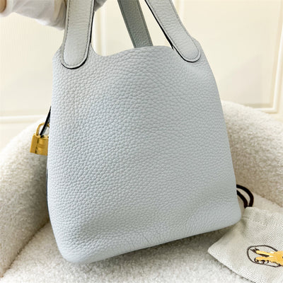 Hermes Picotin 18 in Bleu Pale Clemence Leather GHW