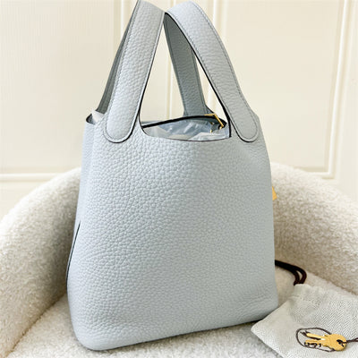 Hermes Picotin 18 in Bleu Pale Clemence Leather GHW