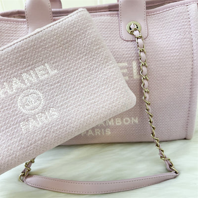 Chanel Small Deauville Shopping Tote in 22B Pink Fabric LGHW