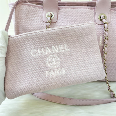 Chanel Small Deauville Shopping Tote in 22B Pink Fabric LGHW